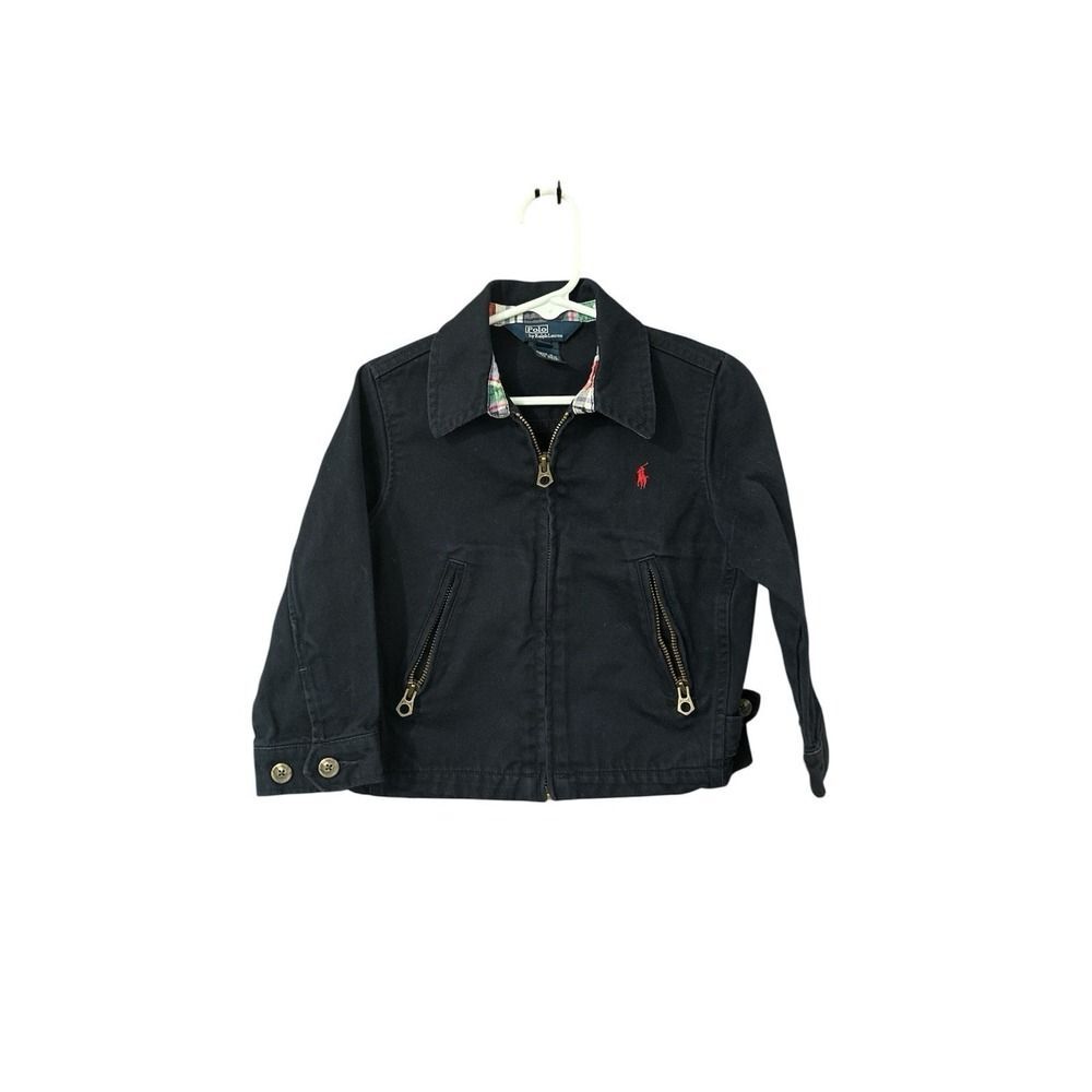 Polo Ralph Lauren Toddler Jacket Navy Blue Red Logo Cotton Size 2/2T